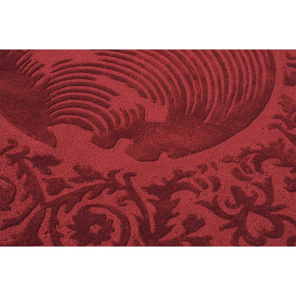 Rugs, (Presto) ICHT1711C6X6, Maroon Color Traditional Hand Tufted Round Wool Carpet - EL15999