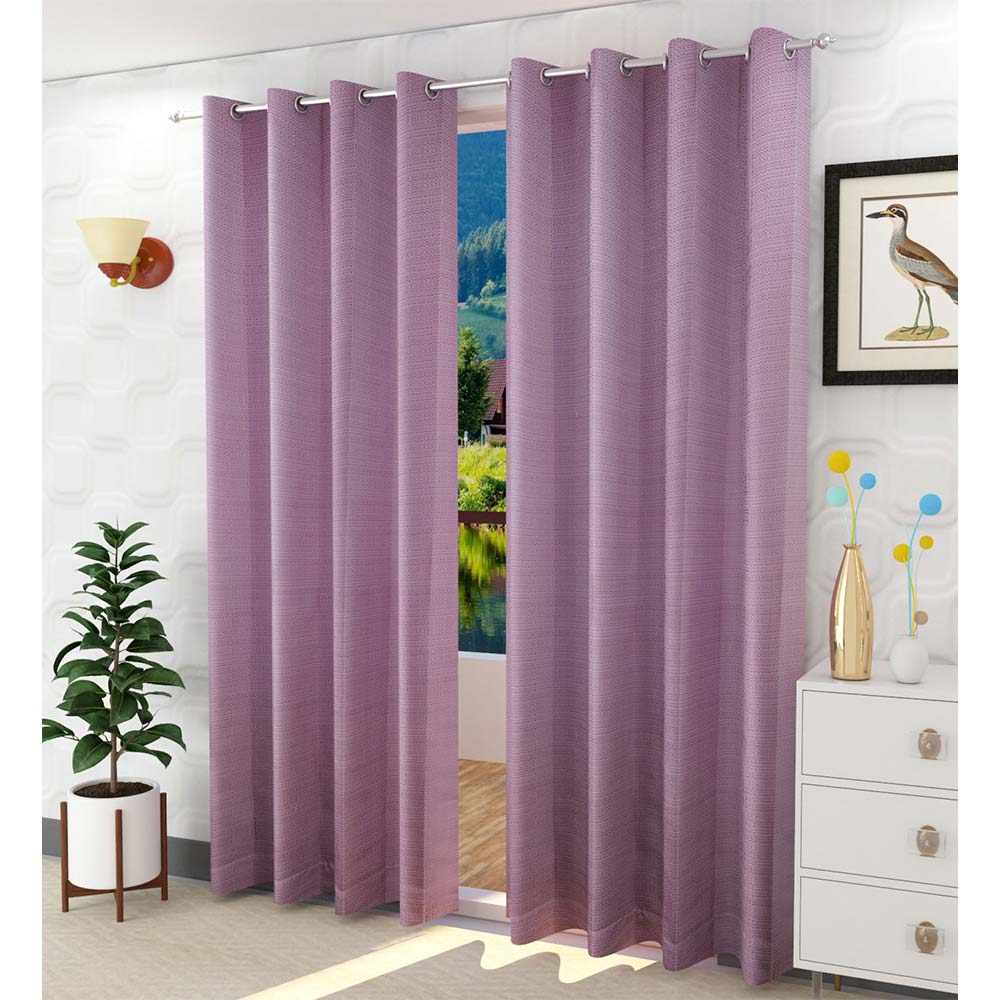 Curtain, (Presto) ICKKB237_D2, Purple colour Texture Jacquard Door curtain Set of 2, Curtain-EL16012-44X84 inches