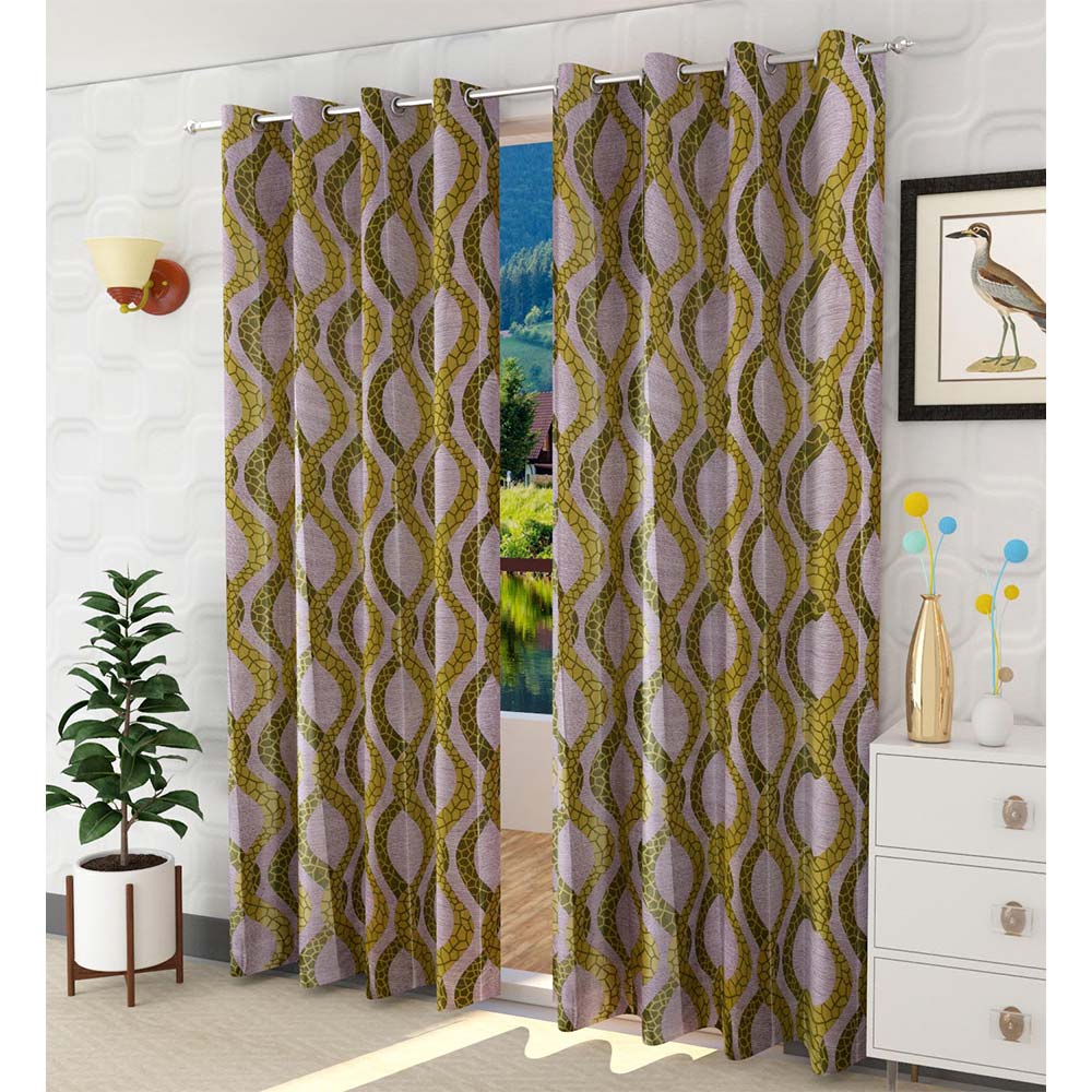 Curtain, (Presto) ICNNK278_W2, Green Color Abstract Jacquard Window Curtain 44 X 60 inches, Curtain-EL16044-44X60 inches