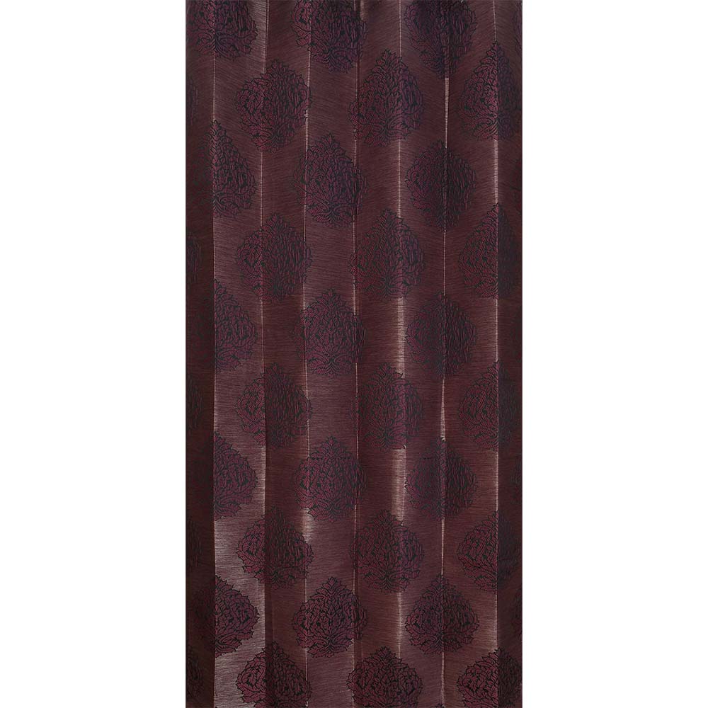 Curtain, (Presto) ICSST435_W2, Wine colour Damask Window curtain Set of 2, Curtain-EL16052-44X60 inches