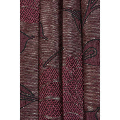 Curtain, (Presto) ICSST445_LD2, Wine colour Floral Long Door curtain Set of 2, Curtain-EL16054-44X108 inches