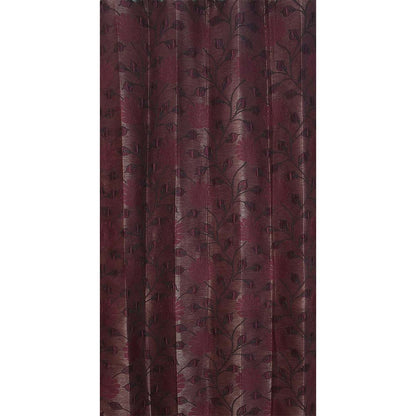 Curtain, (Presto) ICSST445_LD2, Wine colour Floral Long Door curtain Set of 2, Curtain-EL16054-44X108 inches