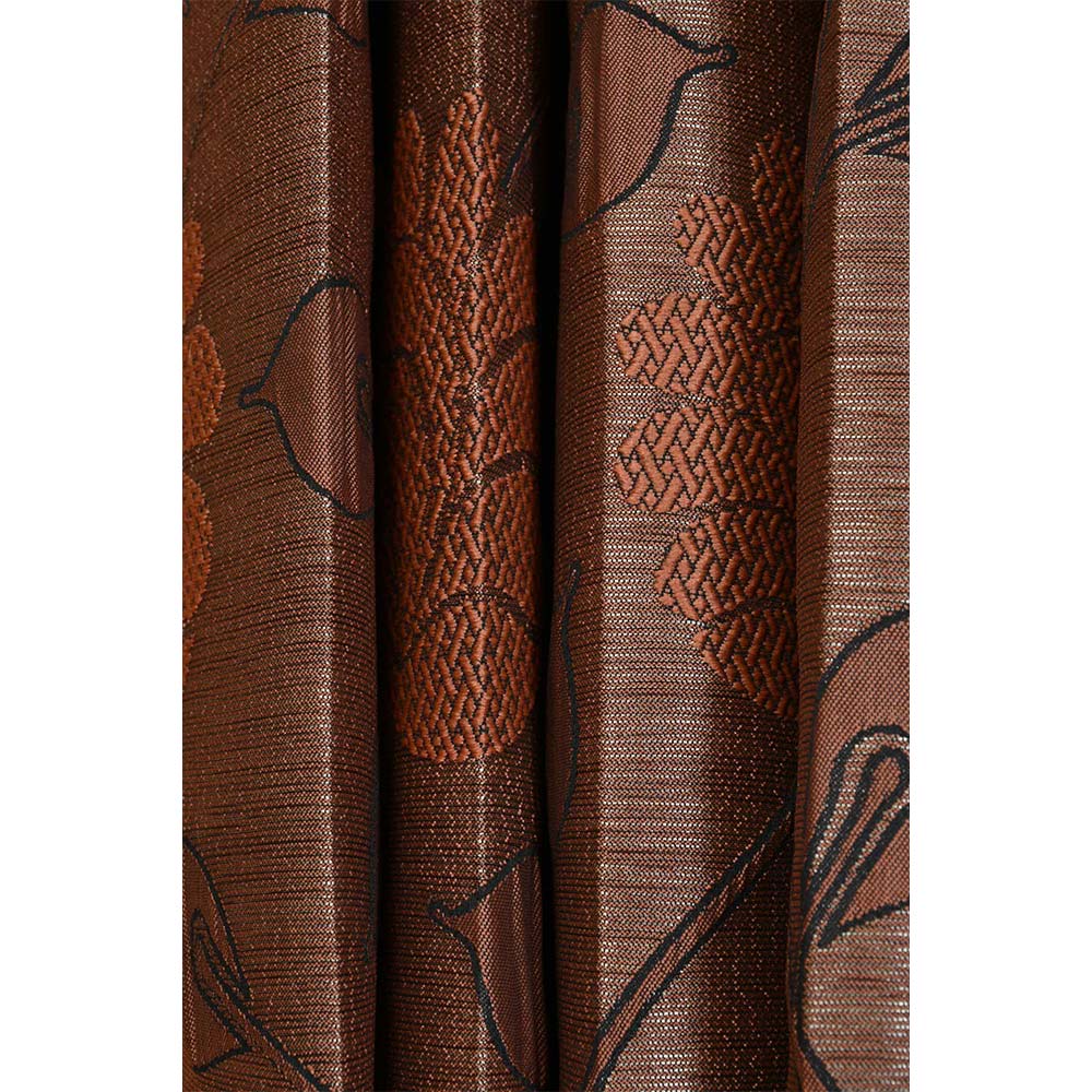 Curtain, (Presto) ICSST446_LD2, Rust colour Floral Long Door curtain Set of 2, Curtain-EL16055-44X108 inches