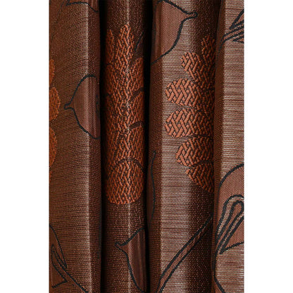 Curtain, (Presto) ICSST446_D2, Rust colour Floral Door curtain Set of 2, Curtain-EL16055