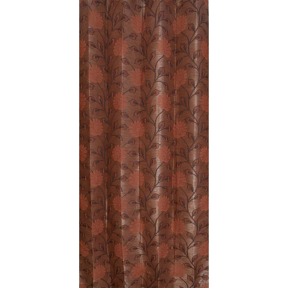 Curtain, (Presto) ICSST446_LD2, Rust colour Floral Long Door curtain Set of 2, Curtain-EL16055-44X108 inches