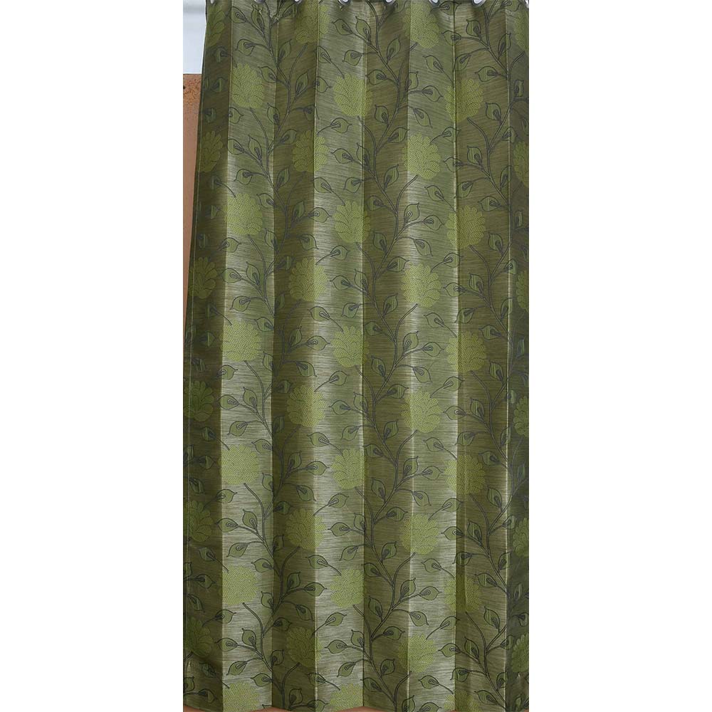 Curtain, (Presto) ICSST448_LD2, Green colour solid Long Door curtain Set of 2, Curtain-EL16056-44X108 inches