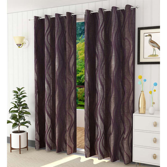 Curtain, (Presto) ICSST455_LD2, Wine colour solid Long Door curtain Set of 2, Curtain-EL16057-44X108 inches