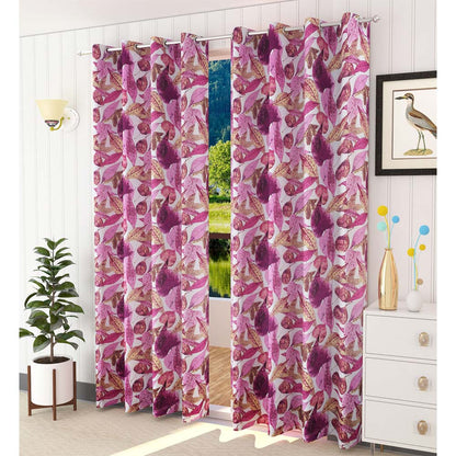 Curtain, (Presto) ICVOL1D14_LD2, Pink, Purple colour solid Long Door curtain Set of 2, Curtain-EL16059-44X108 inches