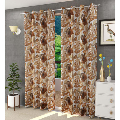 Curtain, (Presto) ICVOL1D2_LD2, Brown, Beige colour solid Long Door curtain Set of 2, Curtain-EL16060-44X108 inches