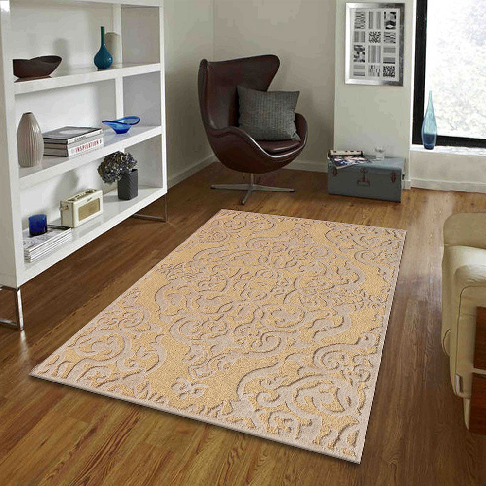 Rugs, (Presto) ICHT1503C3X5, Gold and Beige Color Traditional Hand Tufted Wool Carpet, Rug-EL16062