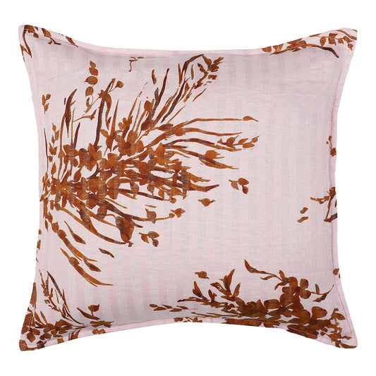 Cushion, (Cocotier) Cushion 4, Pure Linen Printed Cushion with Coconut Shell Button Closure at the Back, Cotton Lining on the Inside, Cushion - EL16065