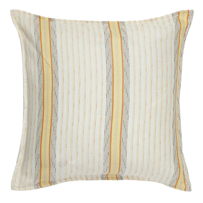 Cushion, (Cocotier) Cushion 8, Pure Linen Stripes Cushion with Frills on the Sides, Coconut Shell Button Closure at the Back, Cotton Ginning on the Inside, Cushion - EL16069