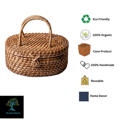 Table Accessory, TAA001(ASSAM ADMIRATION), Designer Oval Shaped Basket, Flower Basket, Storage Basket - EL16077