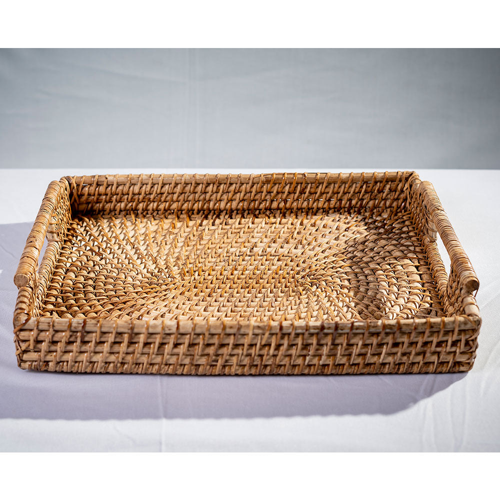 Table Accessory, TAA019(ASSAM ADMIRATION), Rectangular Tray with Handle, Woven Tray, Serving Tray - EL16090