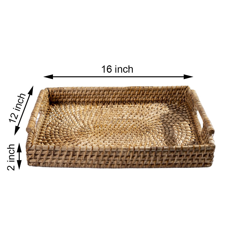 Table Accessory, TAA019(ASSAM ADMIRATION), Rectangular Tray with Handle, Woven Tray, Serving Tray - EL16090