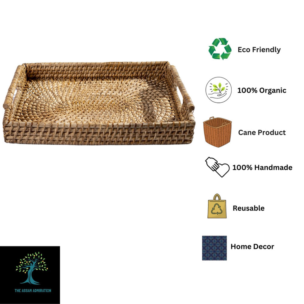 Table Accessory, TAA019(ASSAM ADMIRATION), Rectangular Tray with Handle, Woven Tray, Serving Tray - EL16090