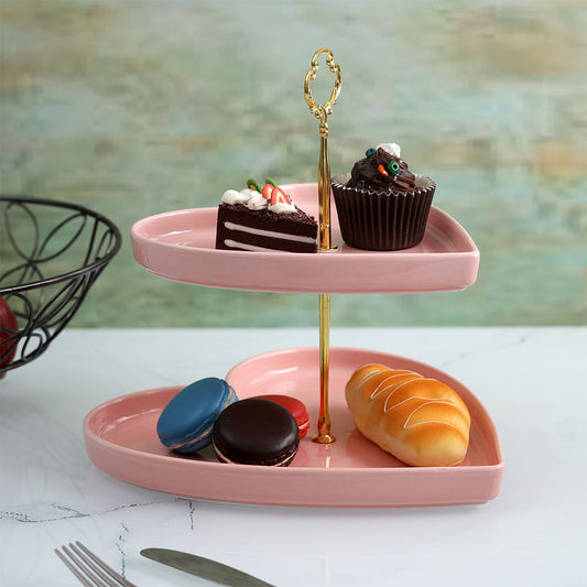 Cake & Dessert Stand, AVA-CX-02(A Vintage Affair), Pink Heart Shaped Ceramic Cake Stand, Cake & Dessert Stand - EL16094