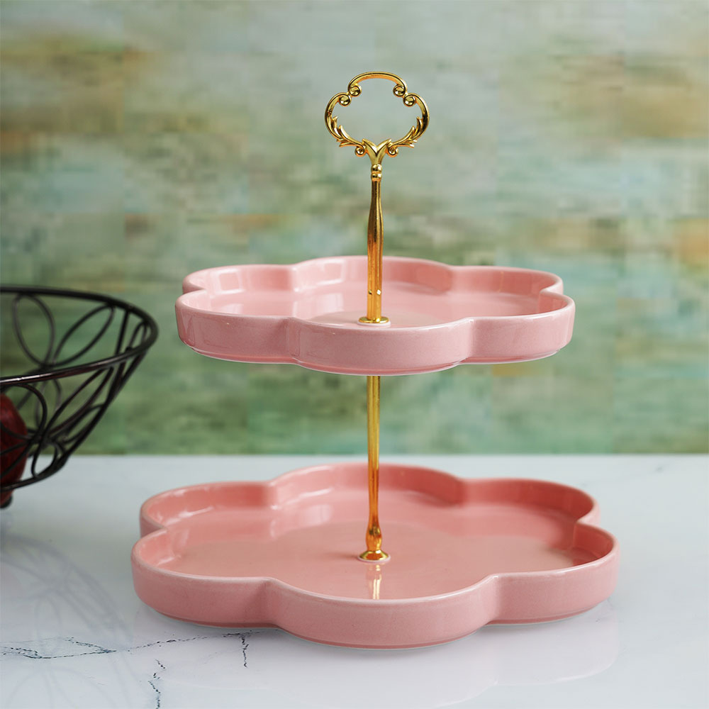 Cake & Dessert Stand, AVA-CX-03(A Vintage Affair), Pink Cloud Shaped Ceramic Cake Stand, Cake & Dessert Stand - EL16095