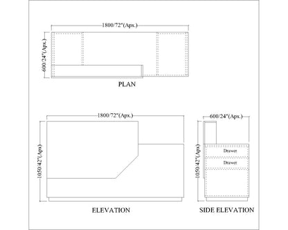 Reception Table, Office Table, Table in Brown & White Color, Reception Table in Shutter & Drawer, Reception Table - EL18000