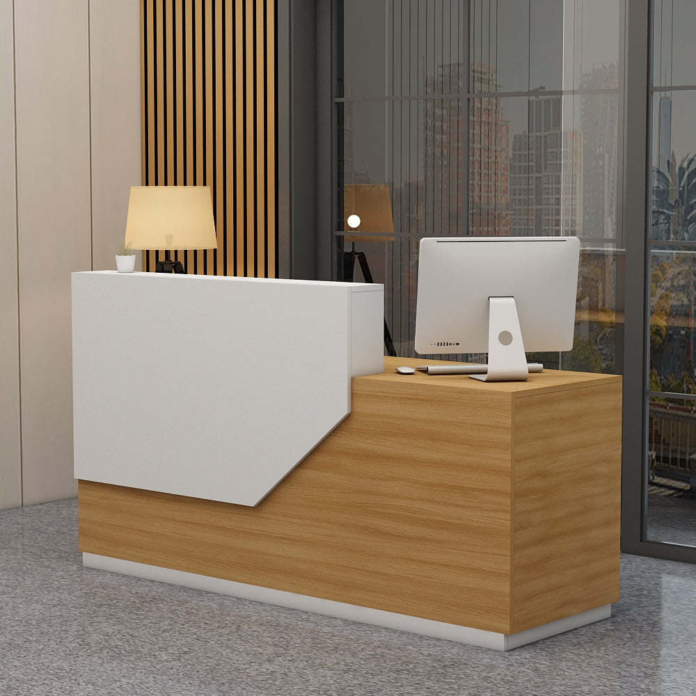 Reception Table, Office Table, Table in Light Brown & White Color, Reception Table in Shutter & Drawer, Reception Table - EL18001