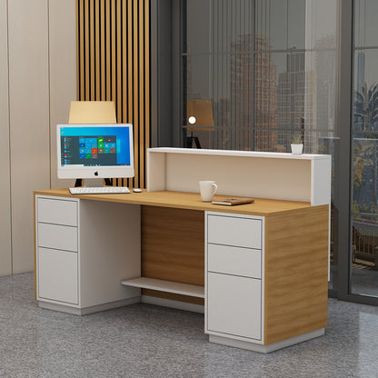 Reception Table, Office Table, Table in Light Brown & White Color, Reception Table in Shutter & Drawer, Reception Table - EL18001