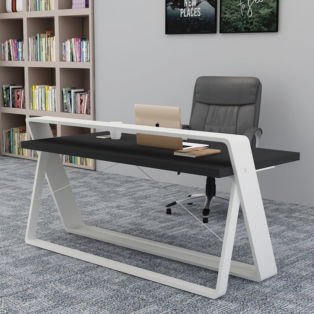 Office Table, MD Table,Office Table in Black & White Color, Office Table with MS Leg, Office Table - EL19001