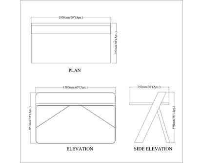 Office Table, MD Table,Office Table in Black & White Color, Office Table with MS Leg, Office Table - EL19001