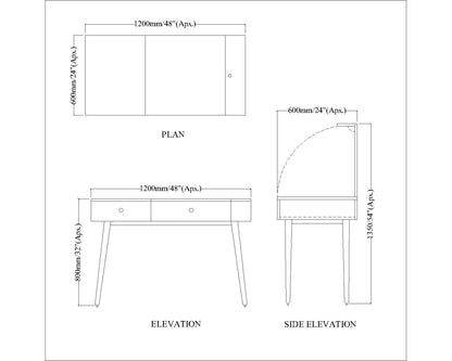 Study Table, Wood Desk, Writing Desk, Study Table in Black & Off-White Color, Study Table - EL20000