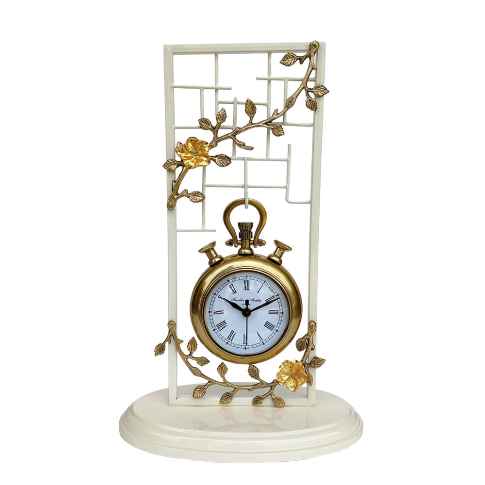 Clock, Clock for Table, Clock in White & Gold Color, Clocks - EL2081