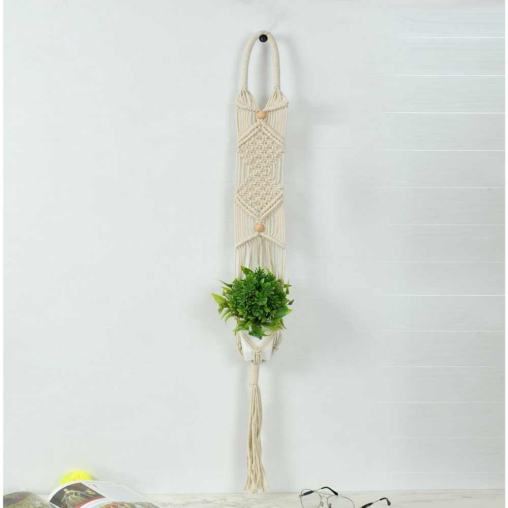 Hanging Plant (i248_1_1), Macrame Hanger Planter Diamond Knots, Hanging Plant in Off White Color Hanging Plant - EL2157