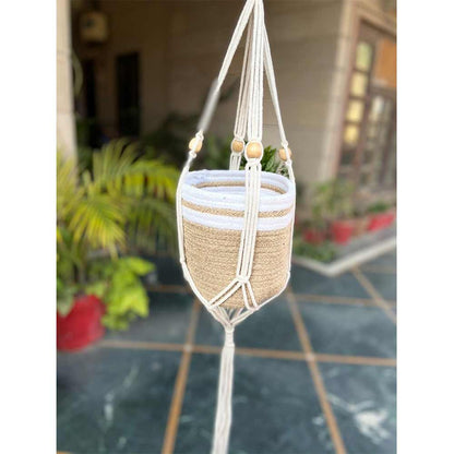 Hanging Plant (i151_1_1), Macrame Multi Plant Pot Hanger, 2 Tier, Hanging Plant in Off White Color Hanging Plant - EL2159