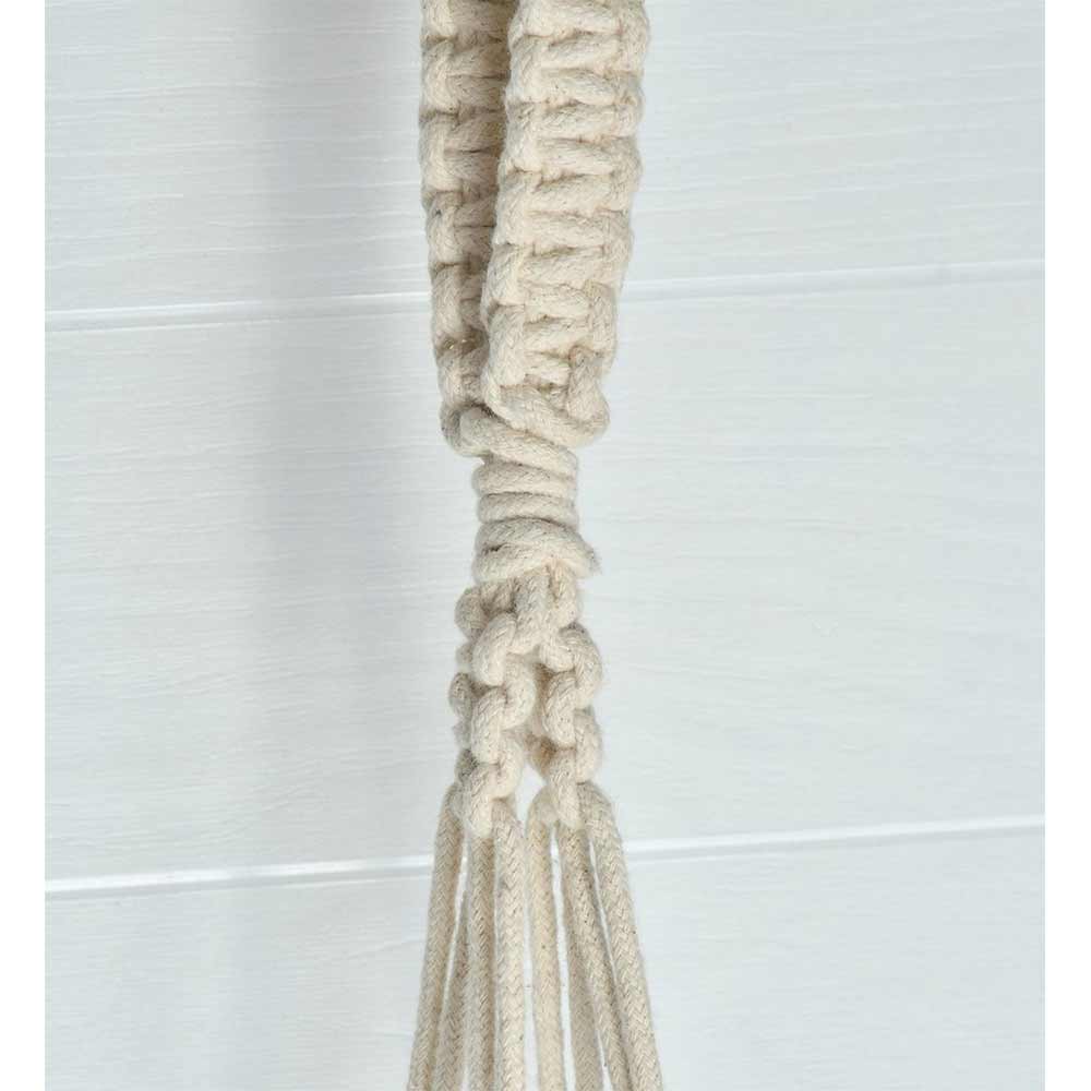 Hanging Plant (i149_1_1), Macrame Hanging Planter, Bottom Quadra, Beads, 40 inches, Pack of 1, Hanging Plant in White Color Hanging Plant - EL2161