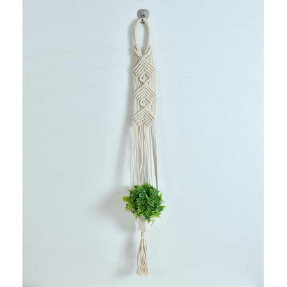 Hanging Plant (i143_1_1), Macrame Planter Pot Holder Hanging, Hanging Plant in Off White Color Hanging Plant - EL2163