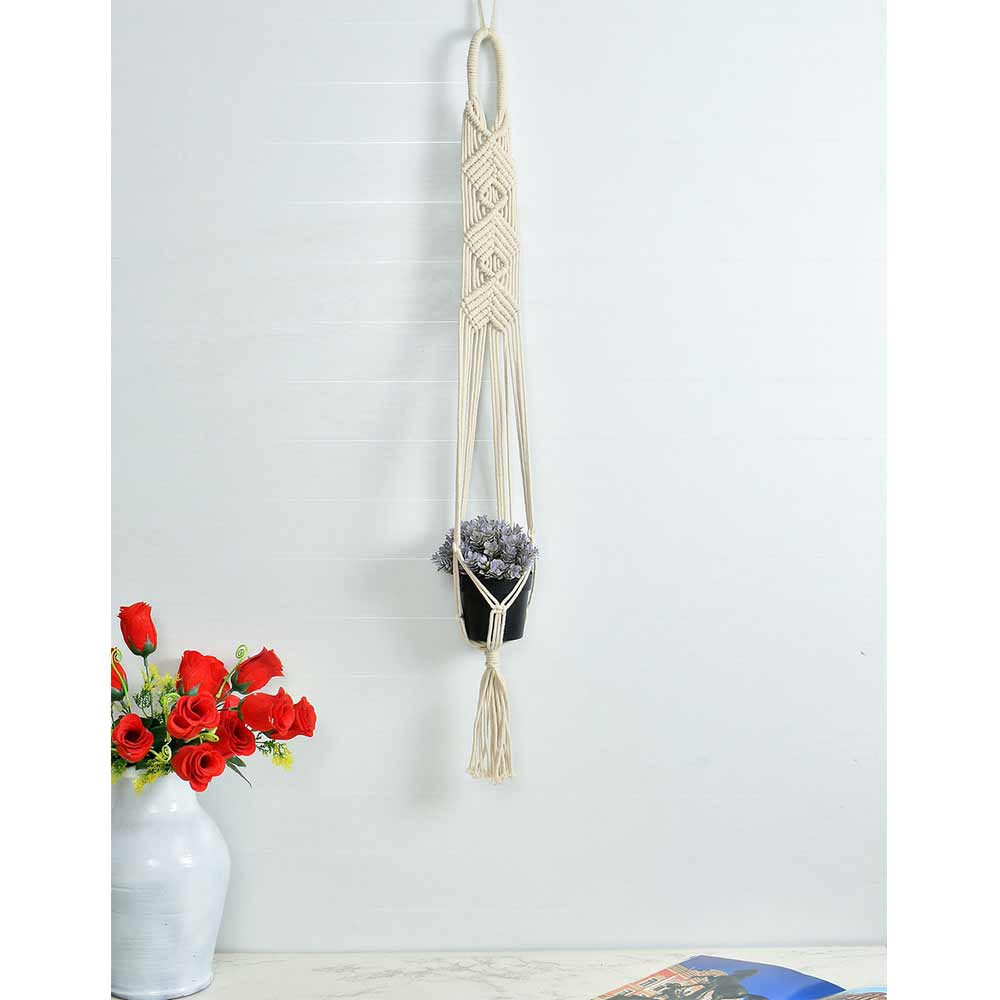 Hanging Plant (i143_1_1), Macrame Planter Pot Holder Hanging, Hanging Plant in Off White Color Hanging Plant - EL2163