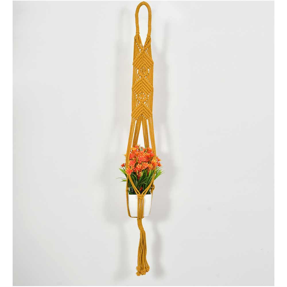 Hanging Plant (i143_1_1), Macrame Planter Pot Holder Hanging, Hanging Plant in Yellow Color Hanging Plant - EL2164