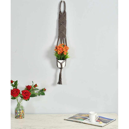 Hanging Plant (i143_4_1), Macrame Planter Pot Holder Hanging, Hanging Plant in Grey Color Hanging Plant - EL2165