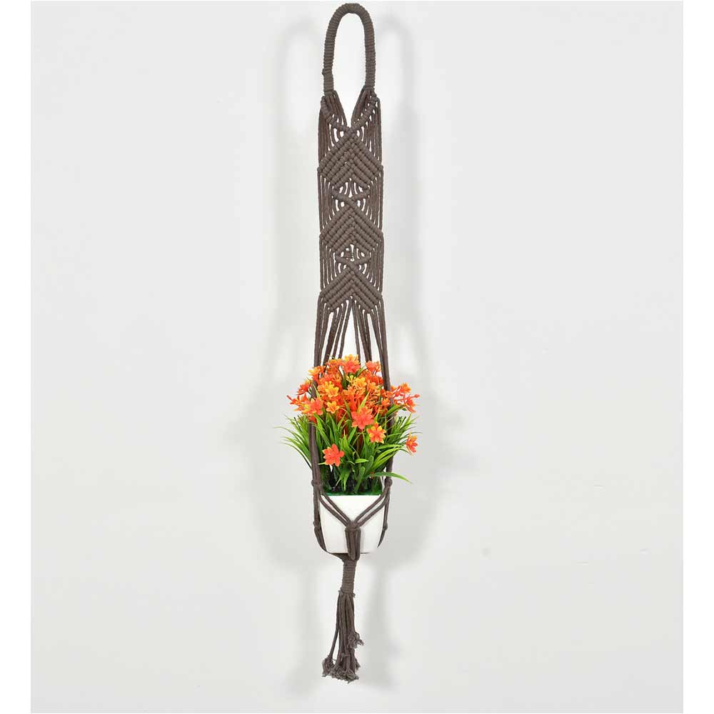 Hanging Plant (i143_4_1), Macrame Planter Pot Holder Hanging, Hanging Plant in Grey Color Hanging Plant - EL2165