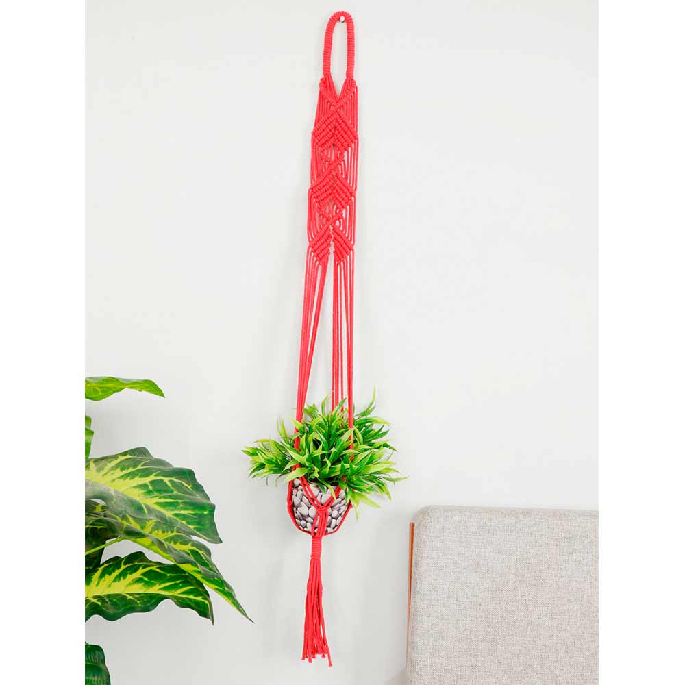 Hanging Plant (i143_5_1), Macrame Planter Pot Holder Hanging, Hanging Plant in Pink Color Hanging Plant - EL2166