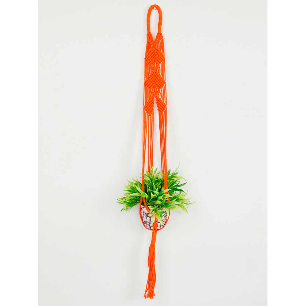 Hanging Plant (i143_6_1), Macrame Planter Pot Holder Hanging, Hanging Plant in Orange Color Hanging Plant - EL2167