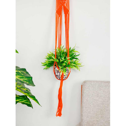 Hanging Plant (i143_6_1), Macrame Planter Pot Holder Hanging, Hanging Plant in Orange Color Hanging Plant - EL2167