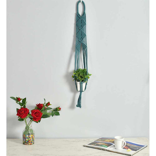 Hanging Plant (i143_7_1), Macrame Planter Pot Holder Hanging, Hanging Plant in Blue Color Hanging Plant - EL2168