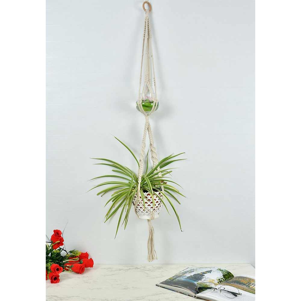 Hanging Plant (i123_1_1), Macrame Planter Pot Holder Hanging, Hanging Plant in White Color Hanging Plant - EL2169