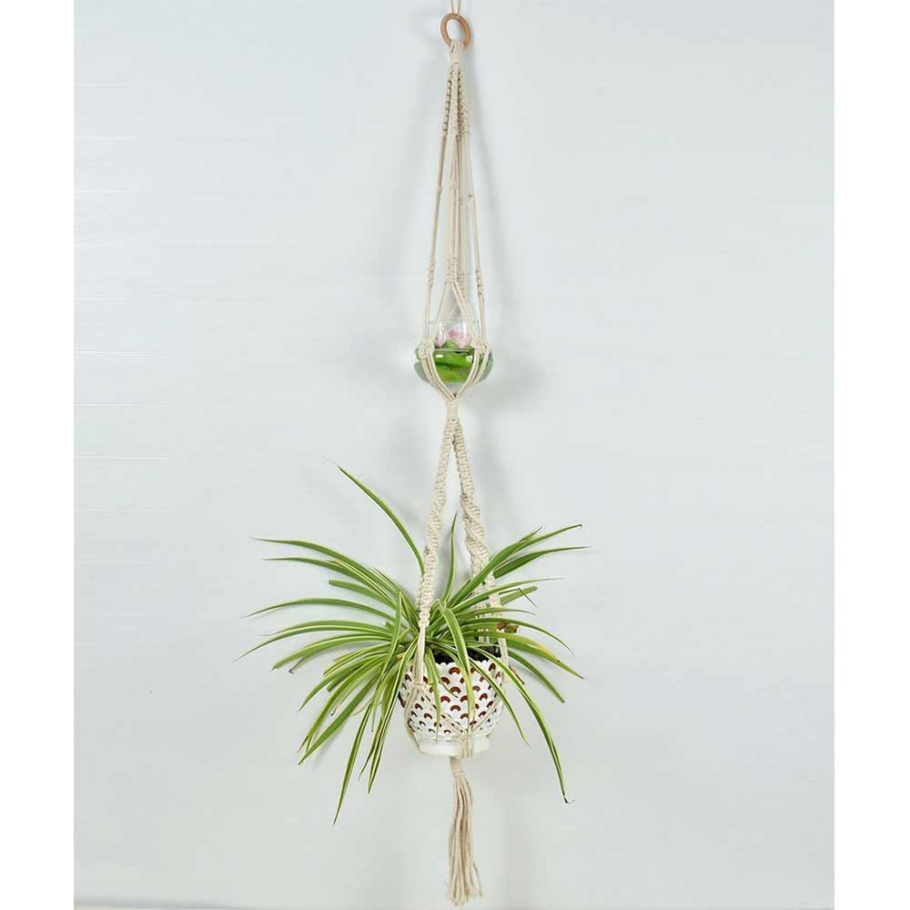 Hanging Plant (i123_1_1), Macrame Planter Pot Holder Hanging, Hanging Plant in White Color Hanging Plant - EL2169