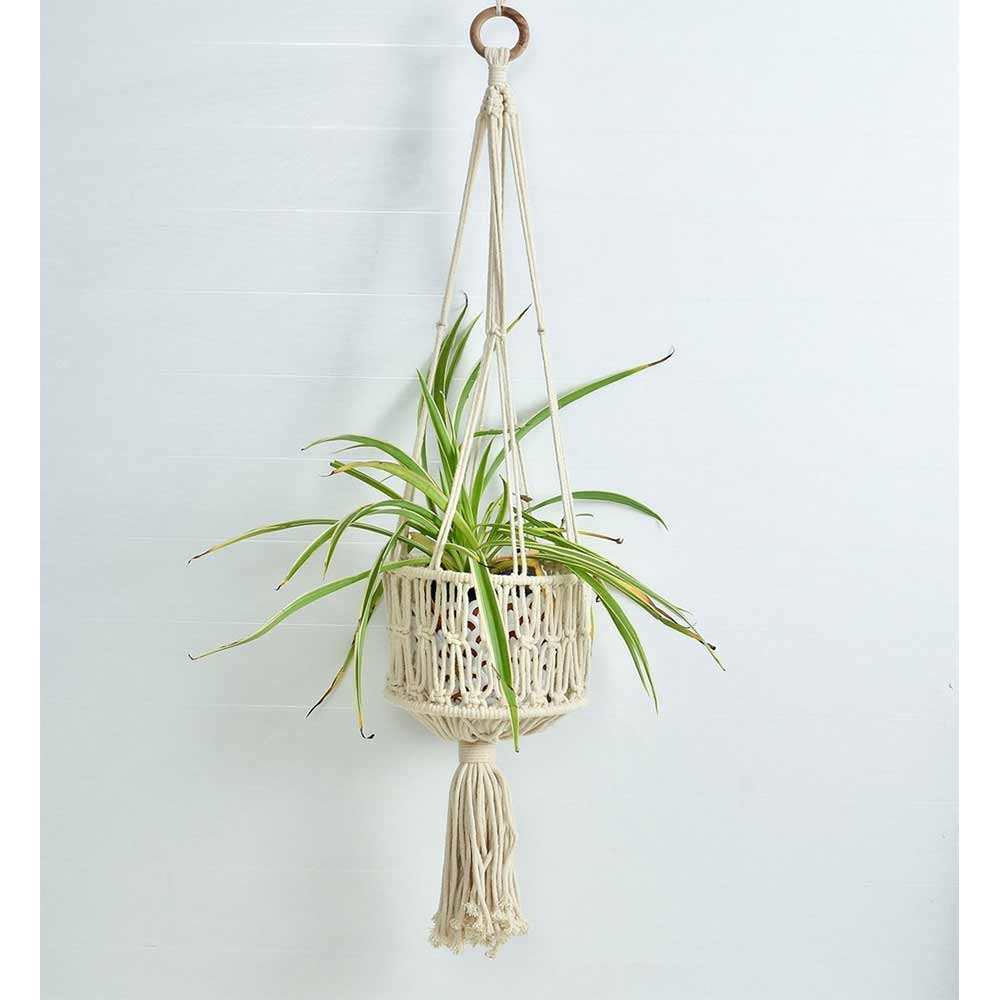 Hanging Plant (i116_1_1), Macrame Planter Pot Holder Hanging, Hanging Plant in Off White Color Hanging Plant - EL2170