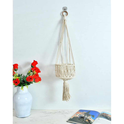 Hanging Plant (i116_1_1), Macrame Planter Pot Holder Hanging, Hanging Plant in Off White Color Hanging Plant - EL2170