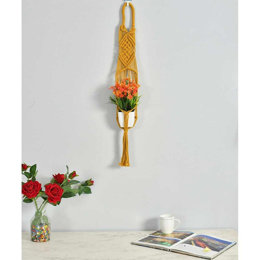 Hanging Plant (i73_3_1), Macrame Planter Pot Holder Hanging, Hanging Plant in Yellow Color Hanging Plant - EL2172