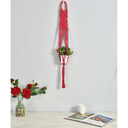 Hanging Plant (i73_5_1), Macrame Planter Pot Holder Hanging, Hanging Plant in Pink Color Hanging Plant - EL2174