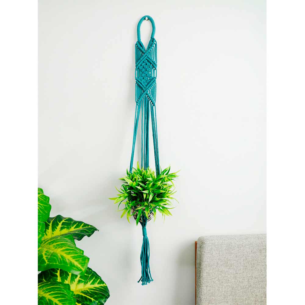 Hanging Plant (i73_7_1), Macrame Planter Pot Holder Hanging, Hanging Plant in Blue Color Hanging Plant - EL2176