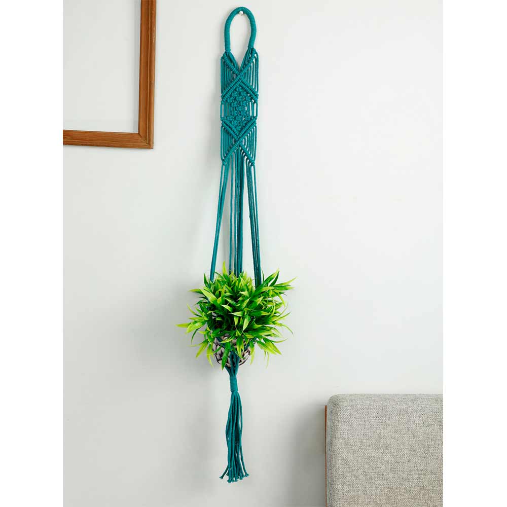 Hanging Plant (i73_7_1), Macrame Planter Pot Holder Hanging, Hanging Plant in Blue Color Hanging Plant - EL2176