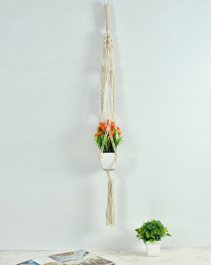 Hanging Plant (i61_1_1), Macrame Planter Pot Holder Hanging, Hanging Plant in White Color Hanging Plant - EL2177